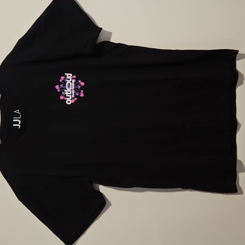 OUTLOUD Music Festival Black short sleeve Event Tee Lg. JJLA WeHo Pride